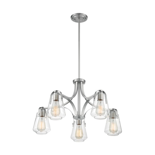 Fixture, Chandelier, 5-Lght, Incandescent, 60W, 120V, A19, Medium Base, Bulb Watts: 60